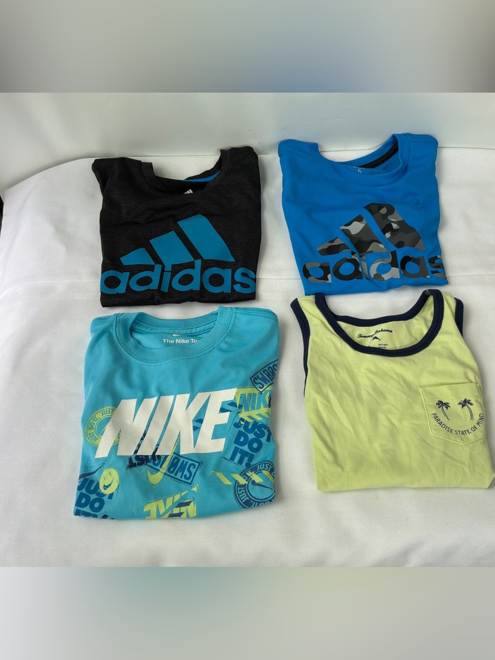 Lot of 4 Kids Graphic T-Shirts Adidas, Nike, Tommy Bahama Size 5